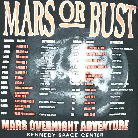 Kennedy Space Center Mars Or Bust Tee Shirt Astro - Picture 6 of 6